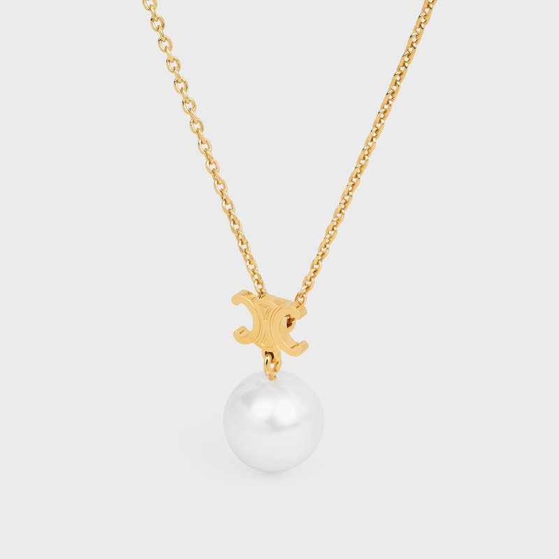 CELINE 레 페를르 목걸이 - 레진 펄 & 골드 피니시 브라스 - 골드 / 아이보리 -  - 1 | CELINE