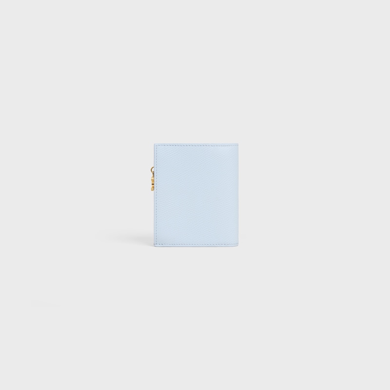 COMPACT WALLET TRIOMPHE CHARMS IN GRAINED CALFSKIN - GLACIER - WALLETS - 1 | CELINE
