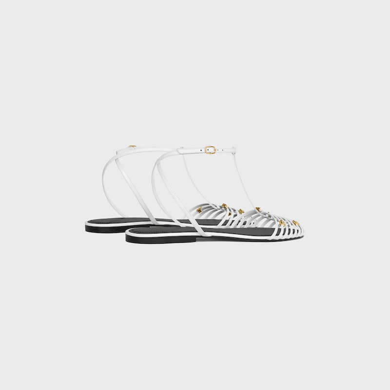 CAGE FLAT SANDAL IN GOATSKIN - WHITE -  - 1 | CELINE