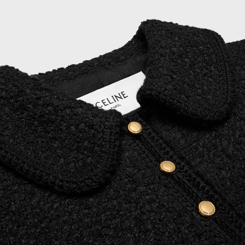 chasseur jacket IN CASHMERE BOUCLETTE NATTE - BLACK -  - 1 | CELINE