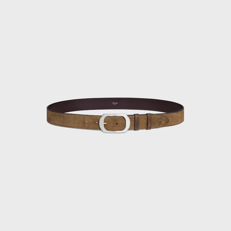 Ceinture BC-21 35MM Veau façon velours effet ciré - MARRON -  - 1 | CELINE