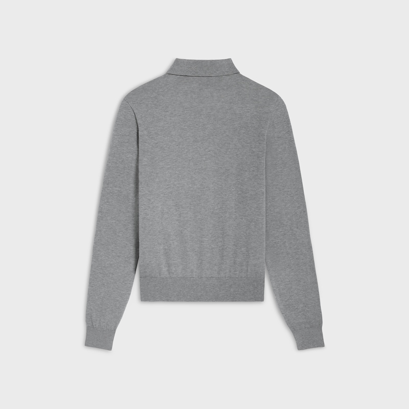 polo sweater IN fine cotton - MEDIUM GREY -  - 1 | CELINE