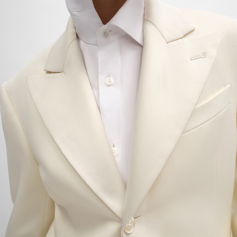 colonne jacket IN diagonal wool - OFF WHITE -  - 1 | CELINE