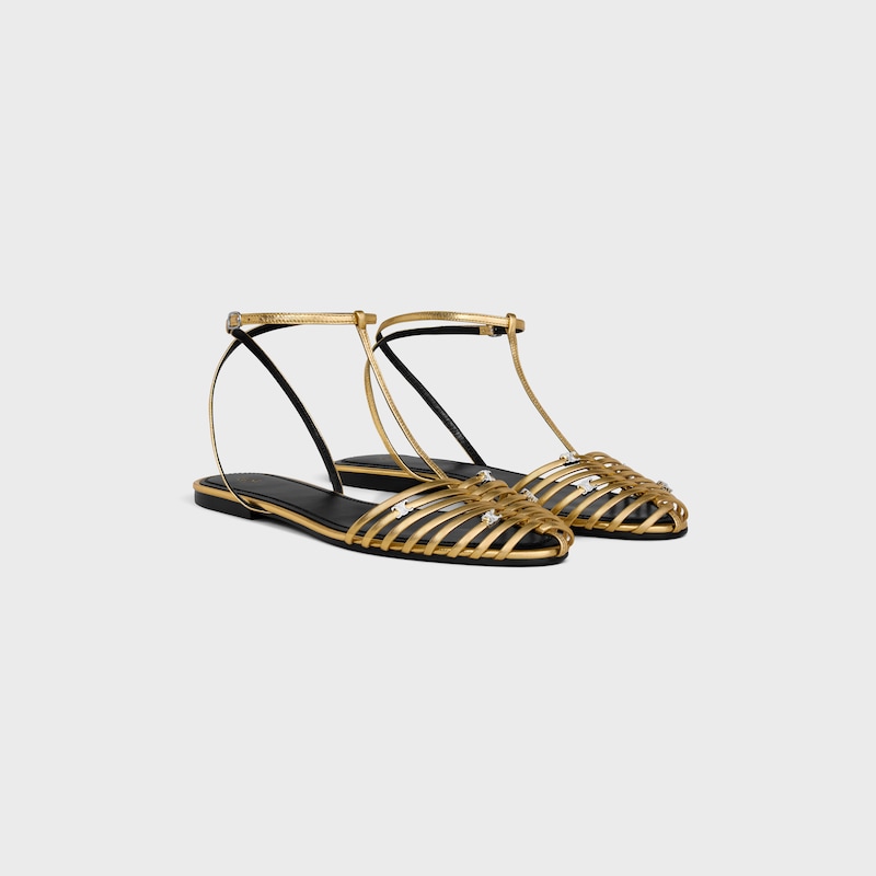 CAGE FLAT SANDAL IN LAMINATED LAMBSKIN - GOLD -  - 1 | CELINE