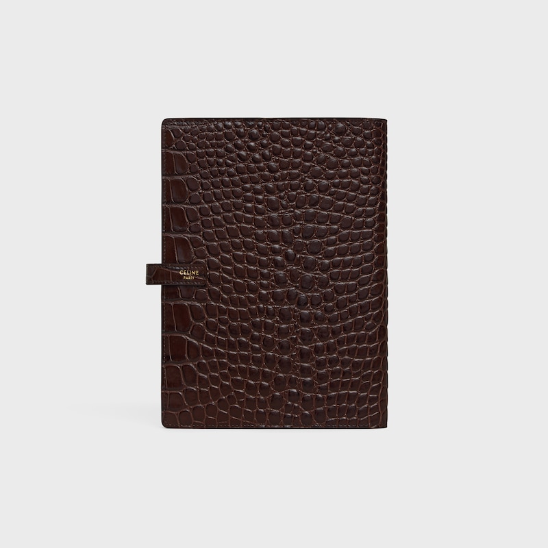 MEDIUM NOTEBOOK COVER IN CROCODILE NILOTICUS - CHOCOLATE - NEW COLLECTION MEN - 1 | CELINE