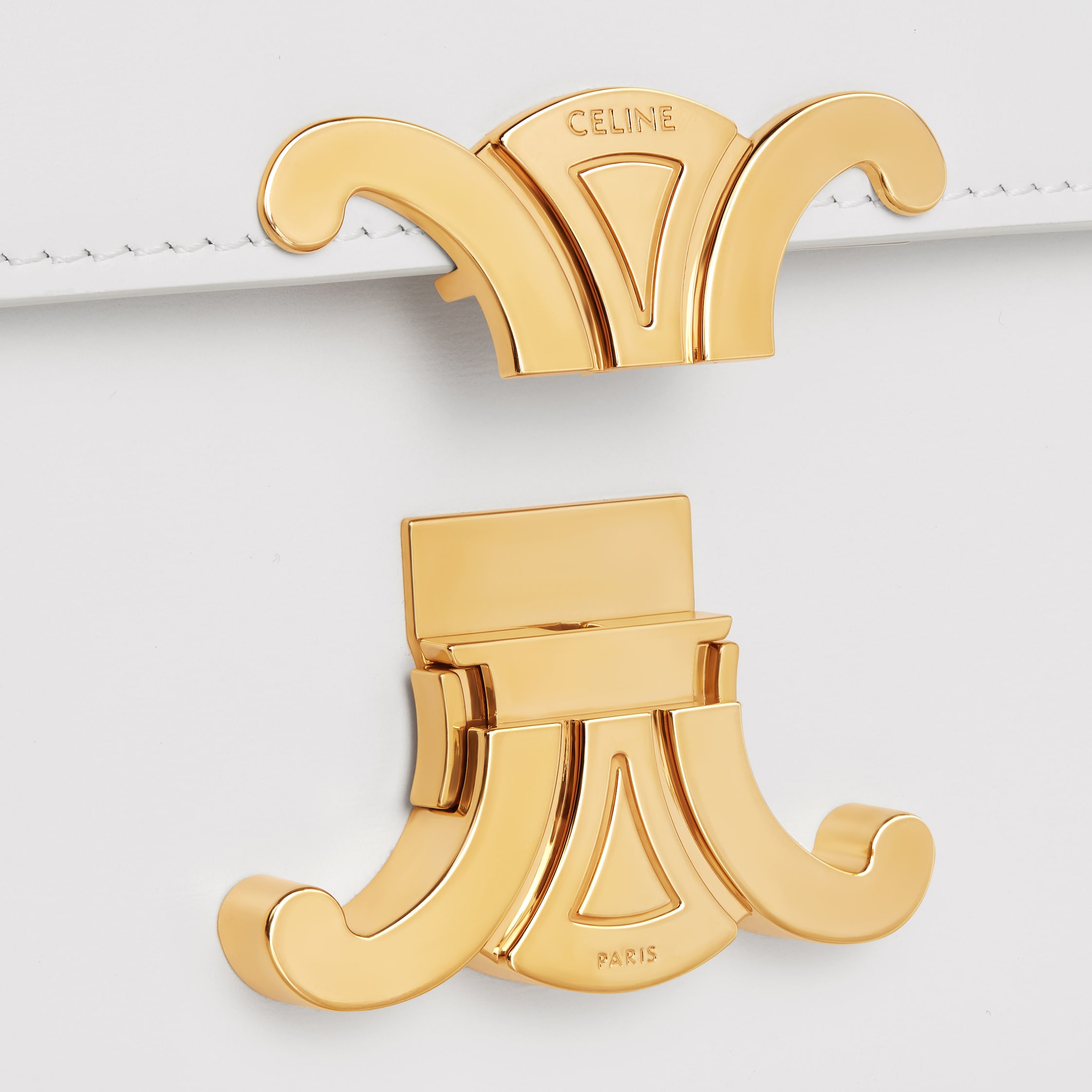 Teen Triomphe Bag in shiny calfskin - ARCTIC WHITE | CELINE
