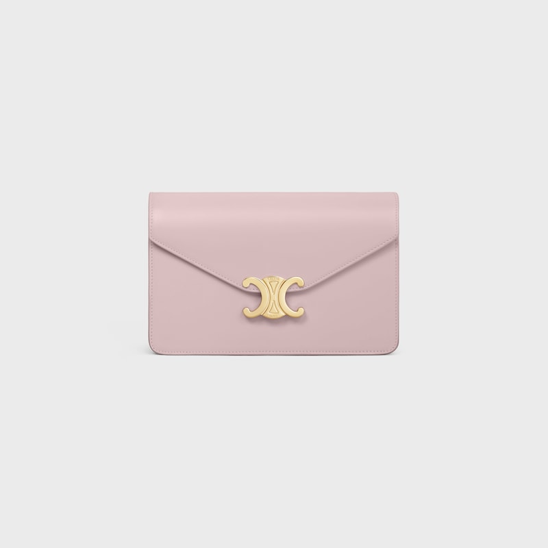 WALLET ON CHAIN MARGO IN Shiny calfskin - BLEACHED PINK - MORE LINES - 1 | CELINE