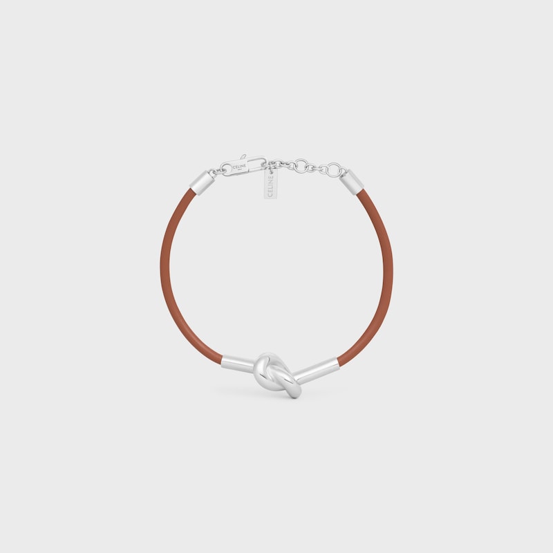 PULSERA KNOT DE PIEL DE BECERRO Y LATÓN CON ACABADO RODIADO - Tostado/plateado -  - 1 | CELINE