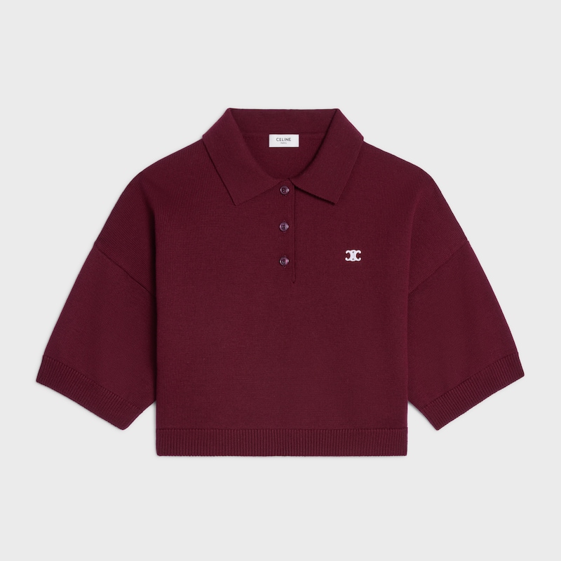 cropped polo IN wool - BURGUNDY -  - 1 | CELINE