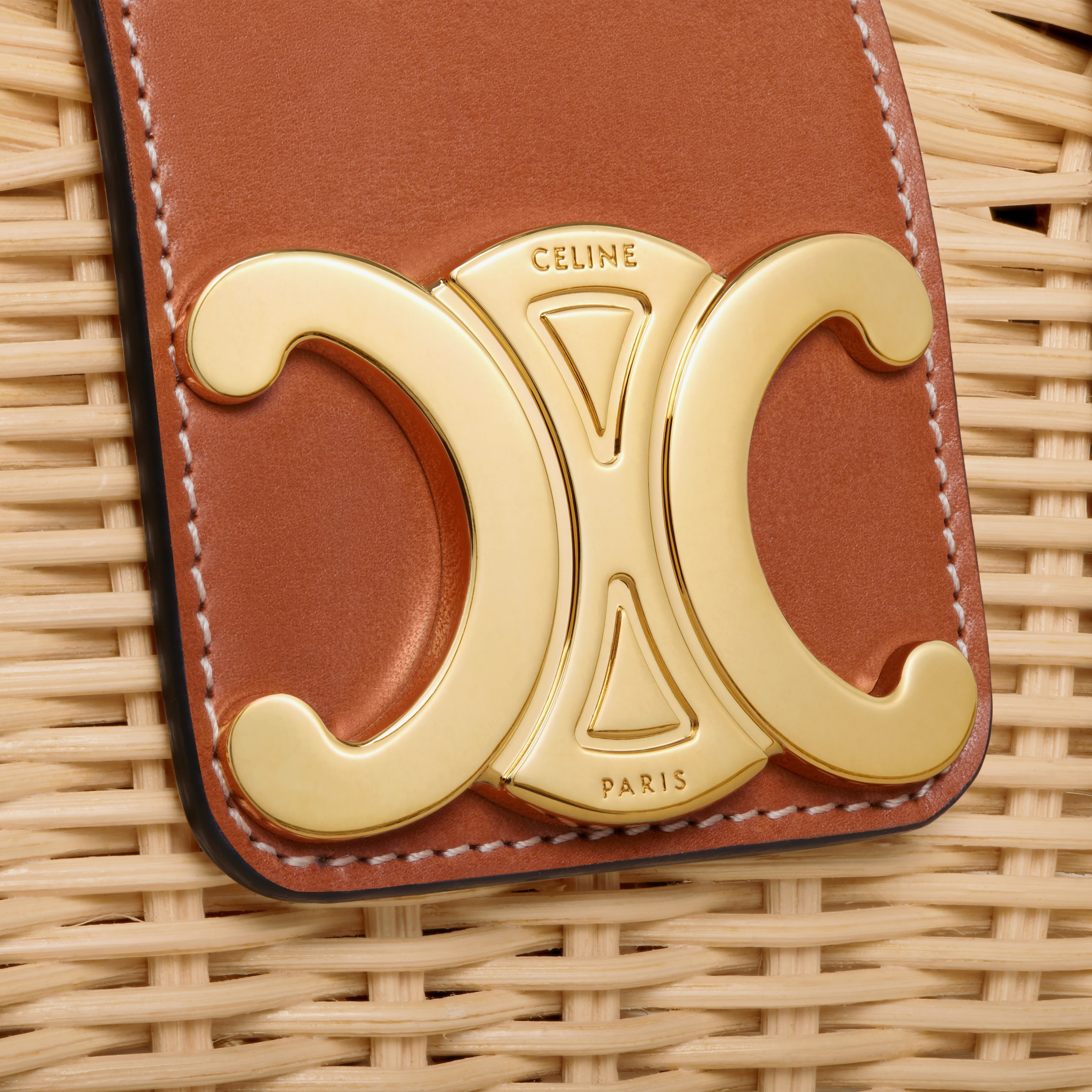 TEEN COUFFIN in WICKER AND NATURAL CALFSKIN - NATURAL / TAN | CELINE