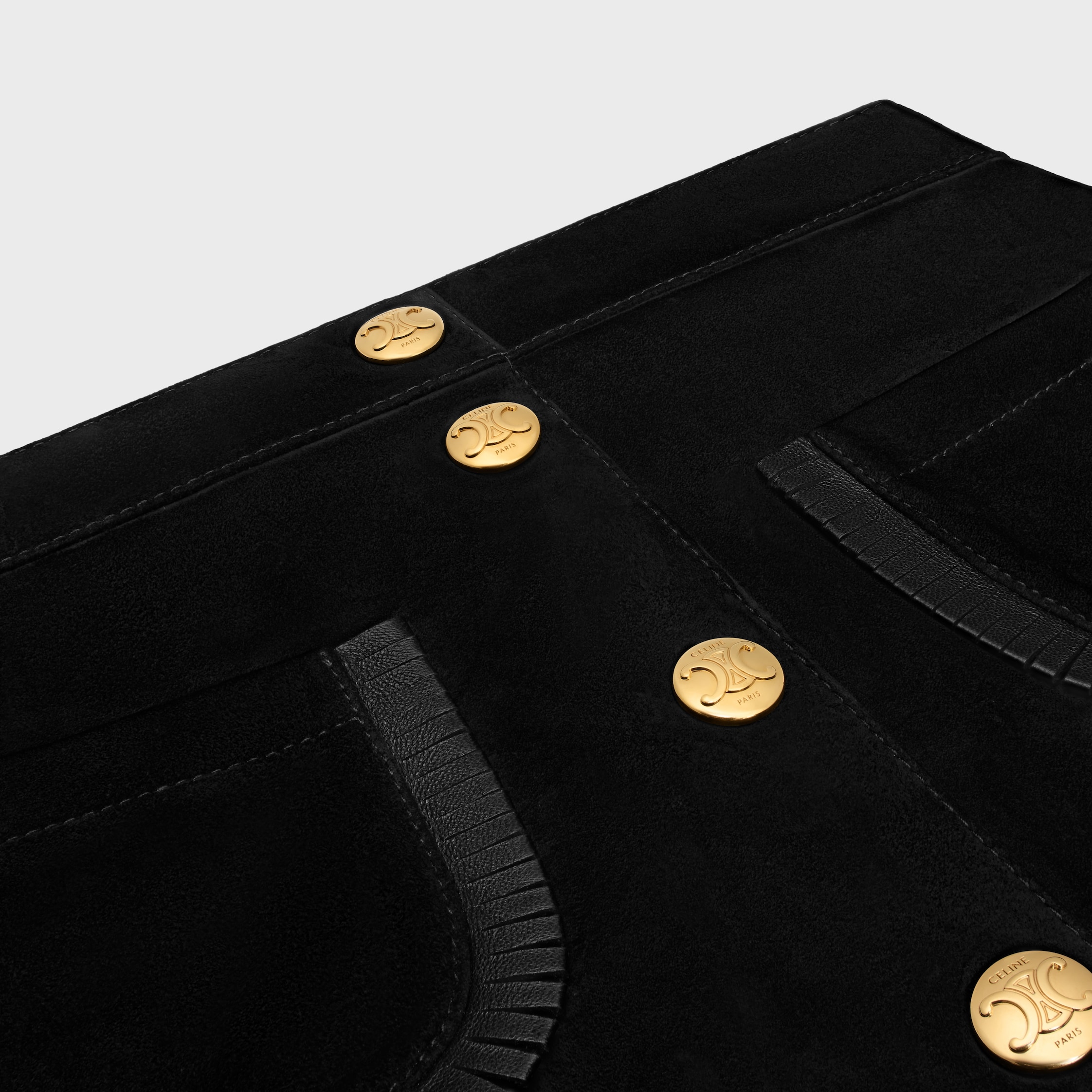 25AW☆直営店CELINE スエード ミニスカート フロントボタン ミニスカート / スエード - | CELINE | セリーヌ