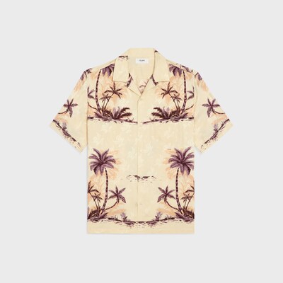 hawaiian shirt in printed silk - CHAMPAGNE/ROSE/MARRON -  - 1 | CELINE