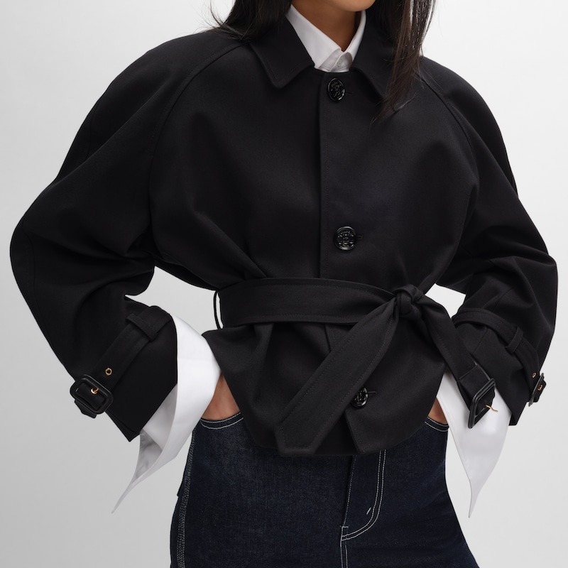 羊毛棉混紡華達呢外套 - 黑色 -  - 1 | CELINE