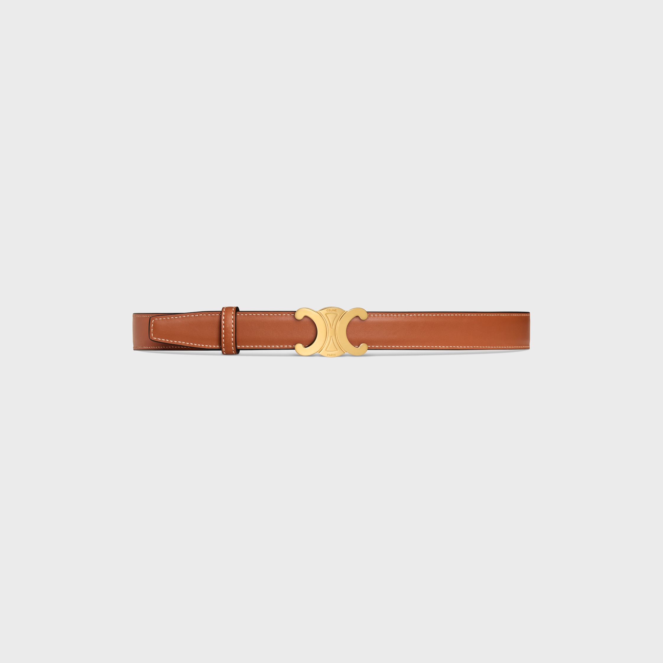 TRIOMPHE BUCKLE & REVERSIBLE STRAP 25MM - BLACK / TAN | CELINE