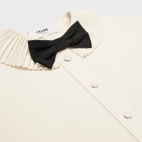 mia shirt with bow in silk crêpe and acetate - IVORY -  - 1 | CELINE