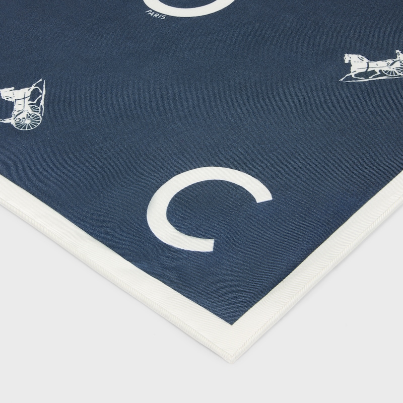 PAÑUELO CUADRADO DE SARGA DE SEDA - AZUL MARINO / AZUL -  - 1 | CELINE