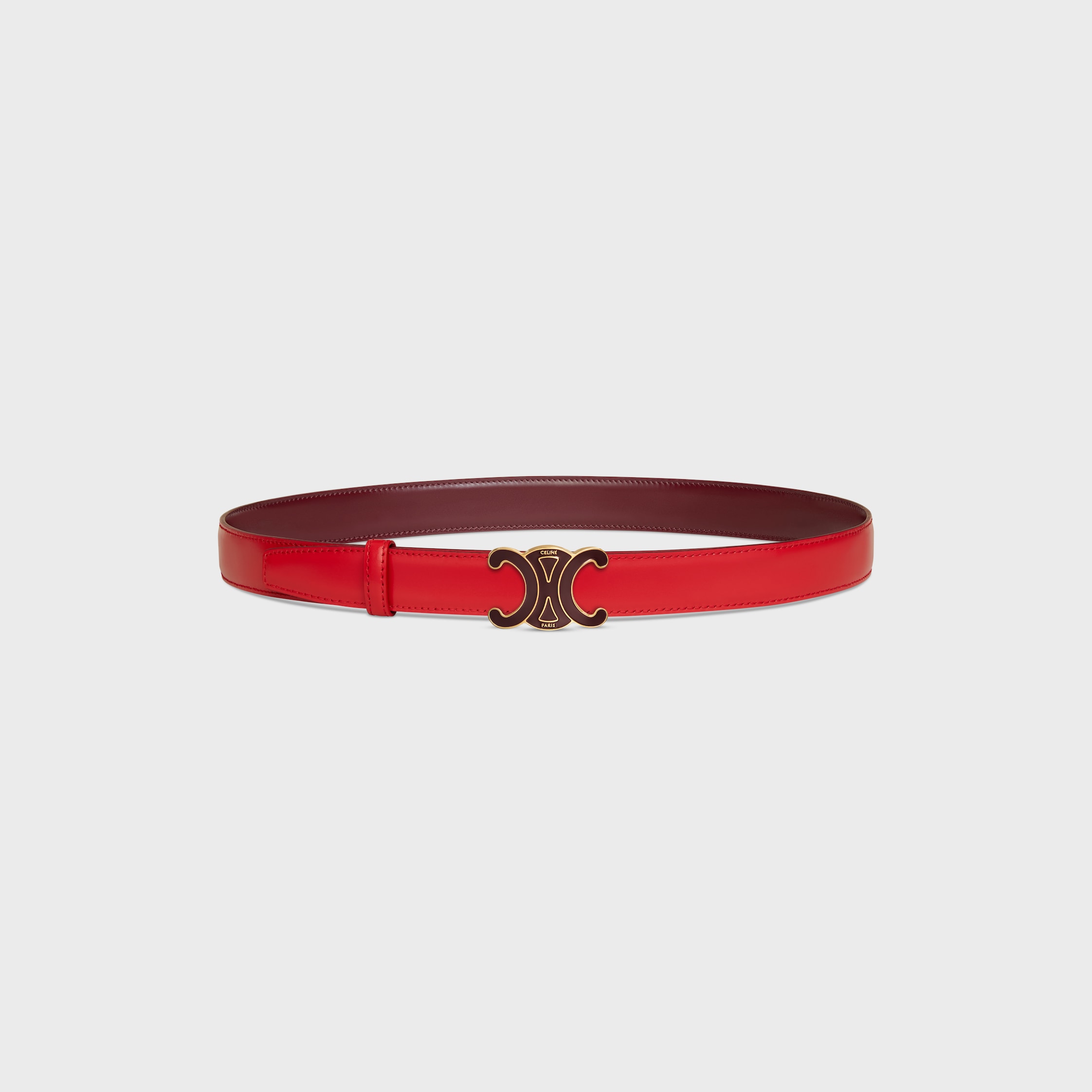 CELINE TRIOMPHE BUCKLE 25MM IN BRASS WITH ENAMEL & Reversible Strap 25MM IN TAURILLON