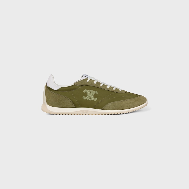 SNEAKER RACER EM NYLON, CAMURÇA DE VITELA E VITELA - OLIVE - - 1 | CELINE
