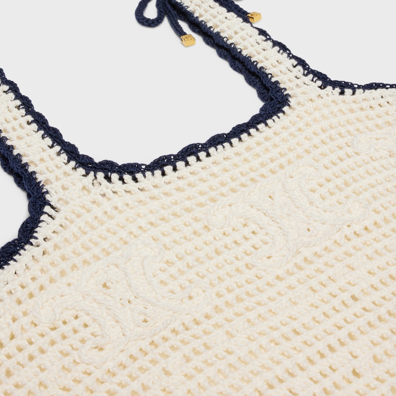 triomphe mini dress in crocheted cotton - OFF WHITE -  - 1 | CELINE