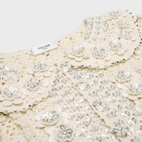 embroidered mini dress in crocheted cotton - OFF WHITE -  - 1 | CELINE