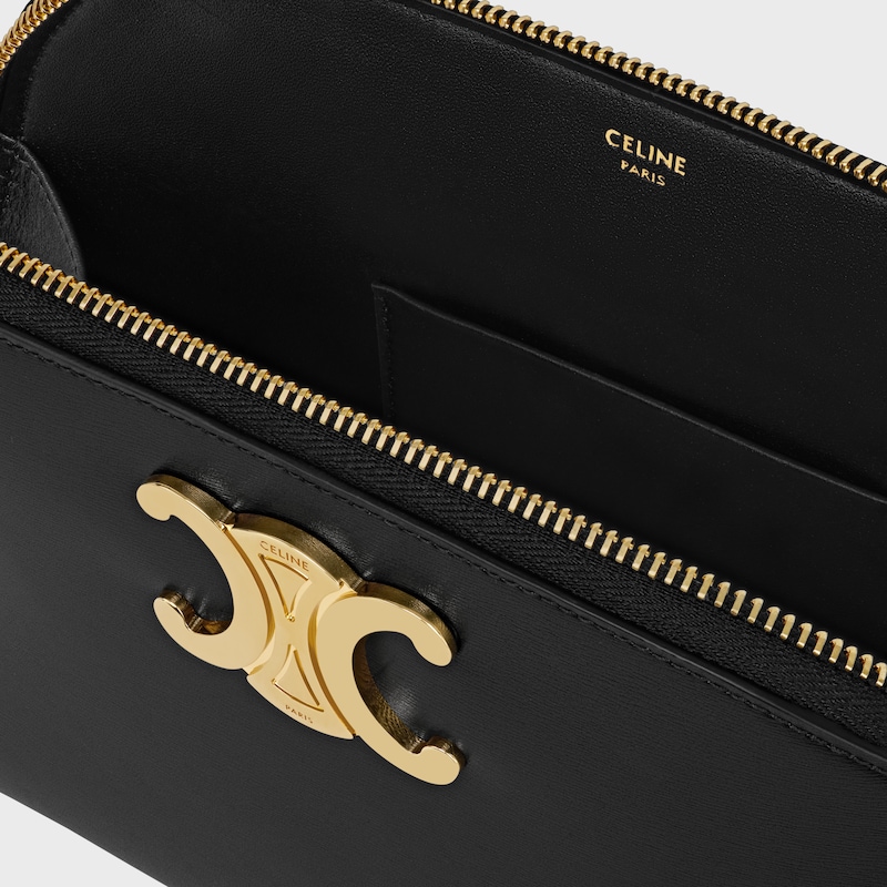 POUCH TRIOMPHE in SHINY CALFSKIN - BLACK - GIFT FINDER - 1 | CELINE