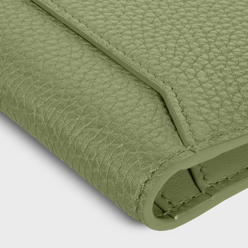 VERTICAL CARD HOLDER IN GRAINED CALFSKIN - LIGHT KHAKI - NEW - 1 | CELINE