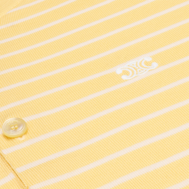 short-sleeved polo sweater IN fine cotton - PALE YELLOW/ECRU -  - 1 | CELINE