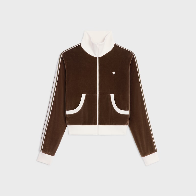 CHAQUETA DE CH&Aacute;NDAL DE PUNTO ATERCIOPELADO - CHOCOLATE&nbsp;/&nbsp;CRUDO -  - 1 | CELINE