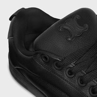 CELINE HUNTINGTON LOW LACE-UP SNEAKER IN TUMBLED LEATHER AND MESH - BLACK -  - 1 | CELINE