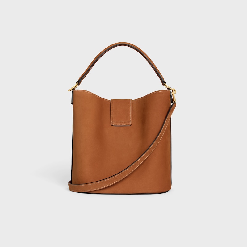 MEDIUM BUCKET LOUISE IN NUBUCK CALFSKIN - CAMEL - SUMMER SELECTION - 1 | CELINE