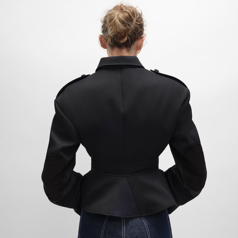 peplum jacket IN WOOL GABARDINE - BLACK -  - 1 | CELINE