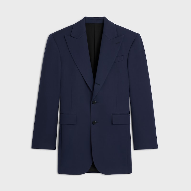 colonne jacket IN GRAIN DE POUDRE WOOL - NAVY -  - 1 | CELINE