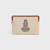 SMALL POUCH WITH STRAP IN TEXTILE WITH ANCHOR EMBROIDERY AND CALFSKIN - NATURAL / TAN - POUCHES AND TECH ACCESSORIES - 2 | CELINE