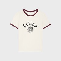 CELINE 블라종 레귤러 티셔츠 - 코튼 저지 - WASHED WHITE/BORDEAUX CETE/BLA -  - 1 | CELINE