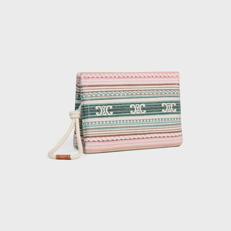 THAIS POUCH IN STRIPED TEXTILE WITH TRIOMPHE - MULTICOLOR - POUCHES AND TECH ACCESSORIES - 1 | CELINE