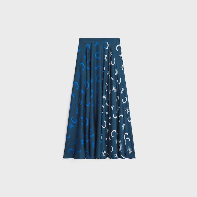 FALDA DE SARGA DE SEDA - AZUL MARINO/BLANCO/AZUL -  - 1 | CELINE