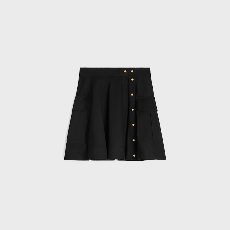 skirt IN cotton twill - BLACK -  - 1 | CELINE