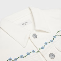 embroidered trucker jacket in raw wash white denim - RAW WASH -  - 2 | CELINE