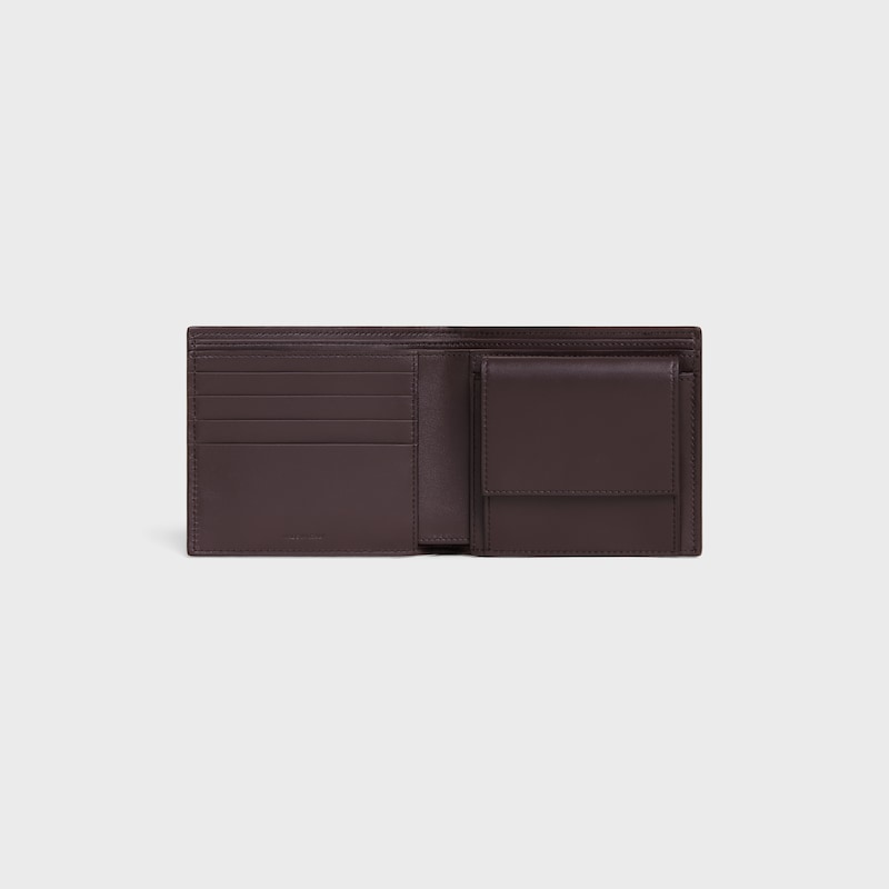 Bi-fold Wallet IN GRAINED CALFSKIN - ESPRESSO - WALLETS - 1 | CELINE