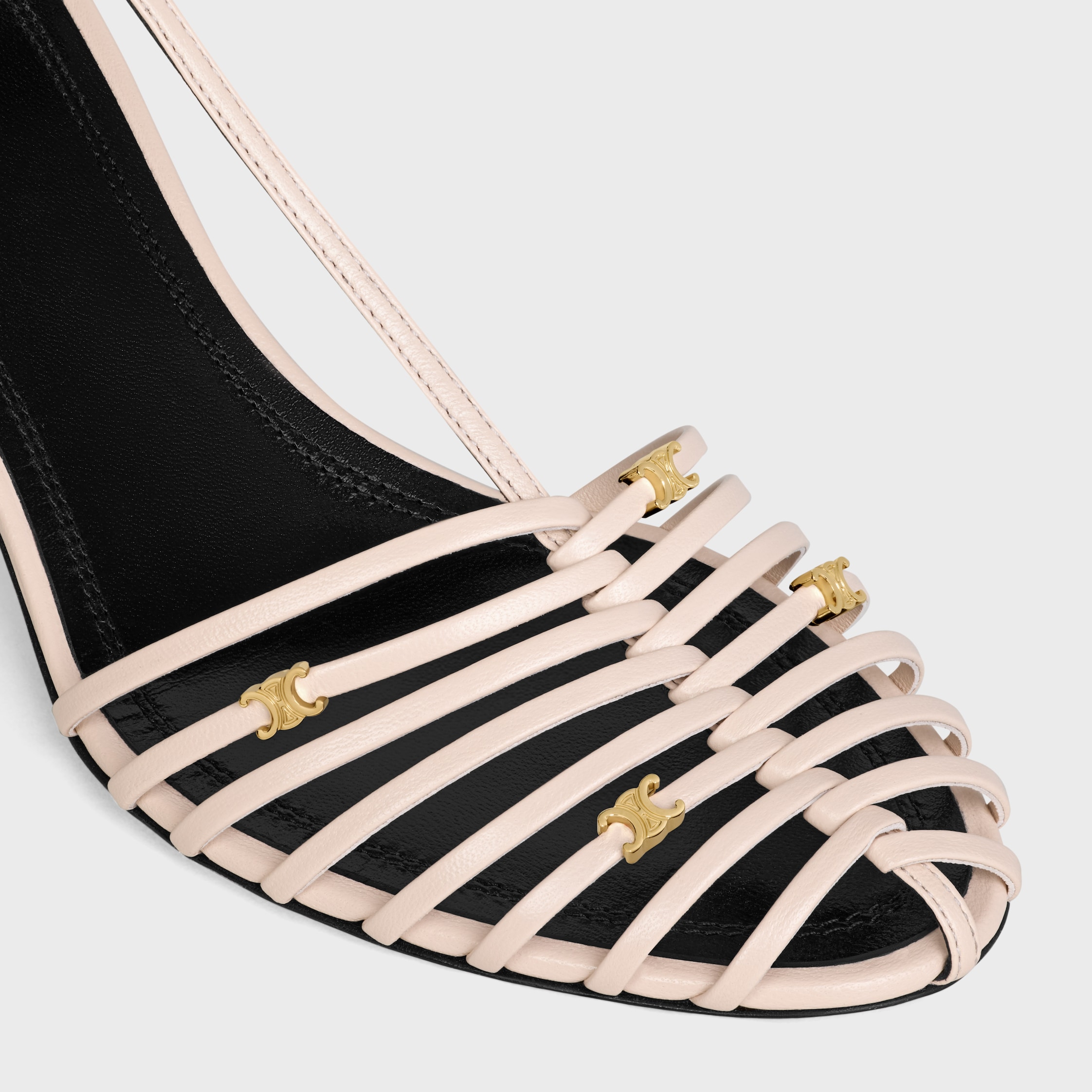 CAGE HEELED SANDAL IN GOATSKIN - POWDER PINK | CELINE