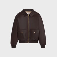 루즈 에비에이터 블루종 재킷 - 소프트 램스킨 - 에보니 -  - 1 | CELINE