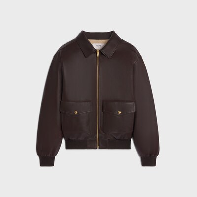 루즈 에비에이터 블루종 재킷 - 소프트 램스킨 - 에보니 -  - tileIndex | CELINE