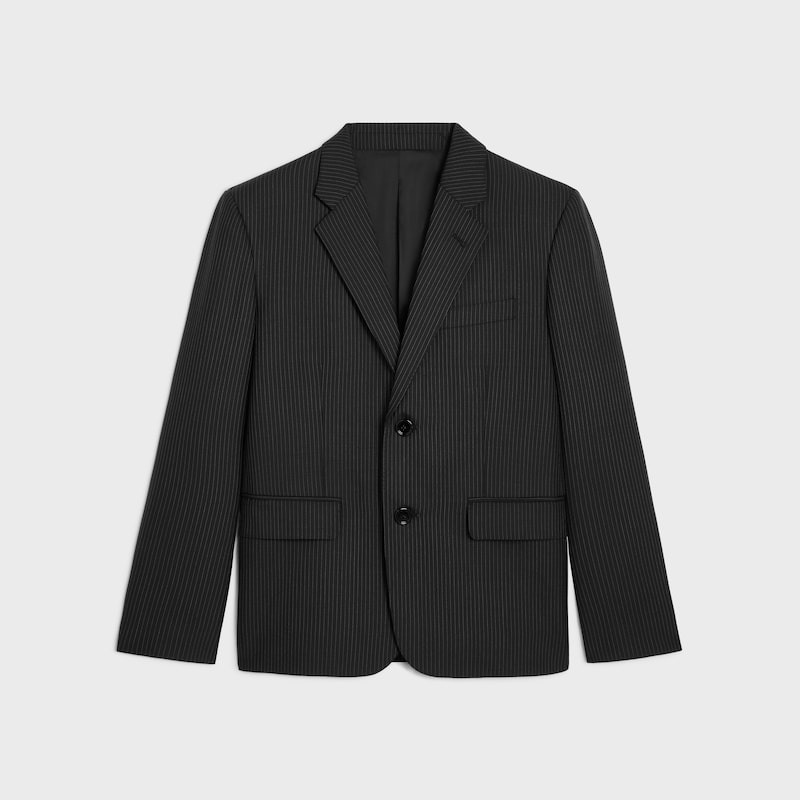 sorbonne jacket IN striped wool - NUIT/GRIS -  - 1 | CELINE