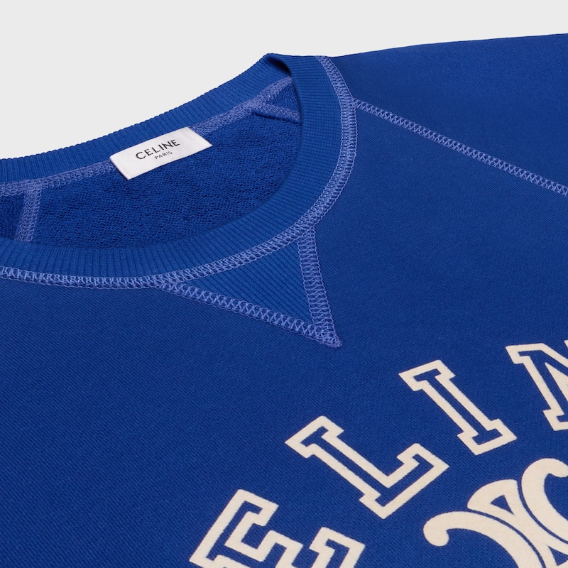 SUDADERA DE CORTE REGULAR DE FELPA DE ALGOD&Oacute;N - AZUL BANDERA / BLANCO ROTO -  - 1 | CELINE