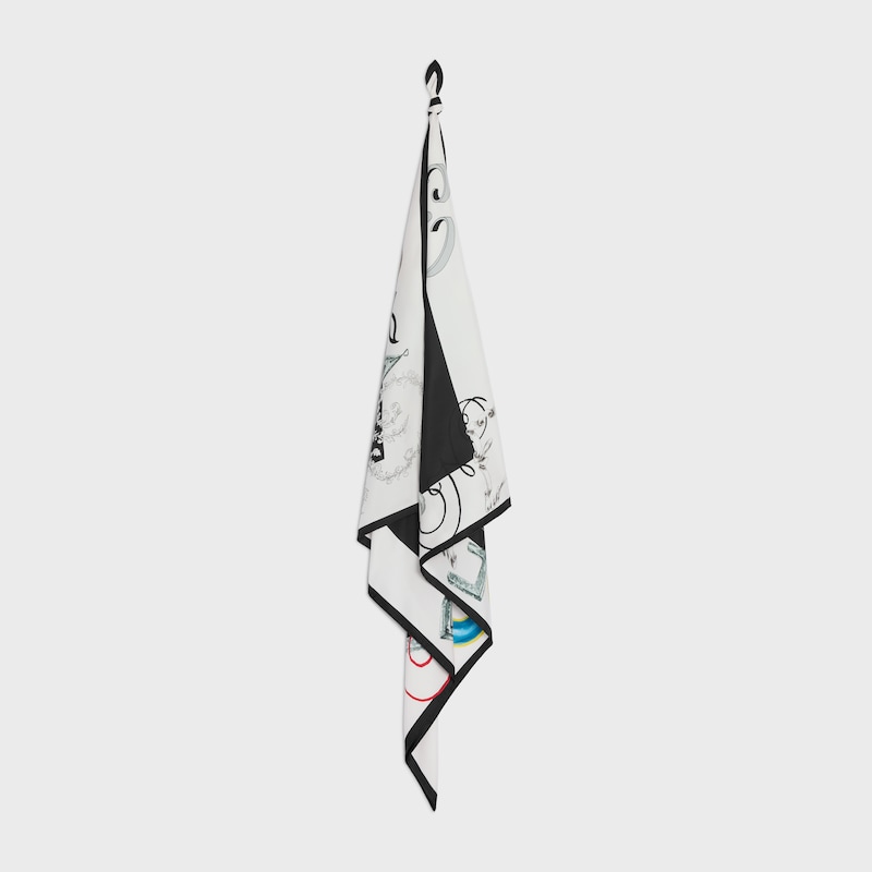 carr&eacute; twill de soie - BLACK/WHITE/MULTICOLOR -  - 1 | CELINE
