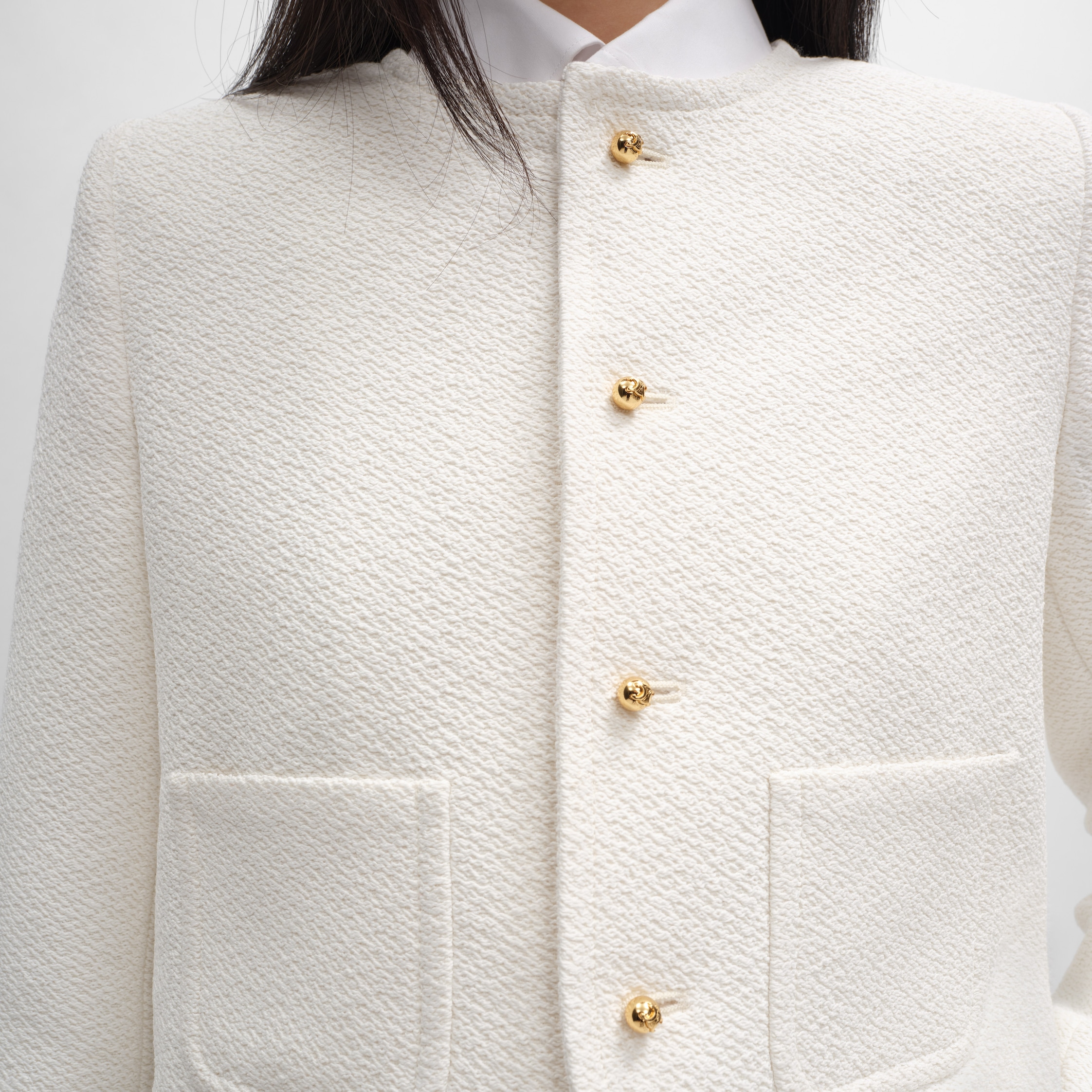 icone jacket IN viscose and wool natté - OFF WHITE | CELINE
