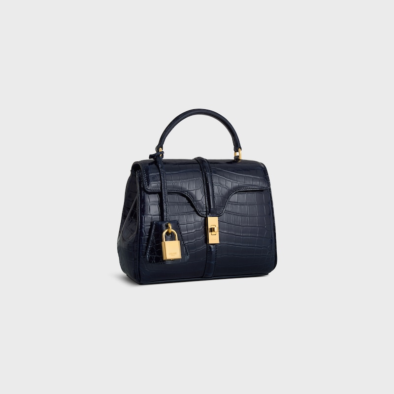 MINI 16 in porosus crocodile - NAVY BLUE - MORE LINES - 1 | CELINE