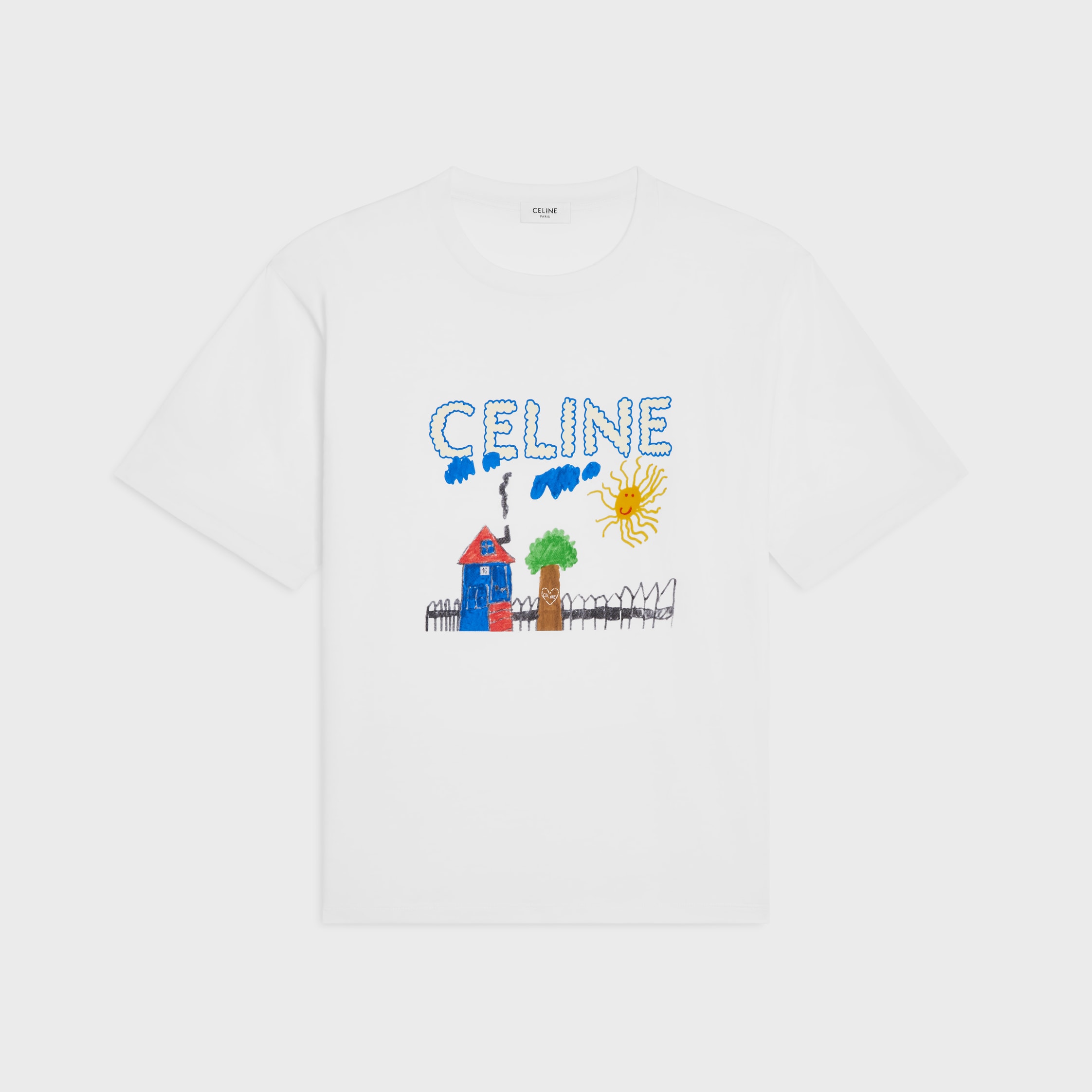 CELINE 半袖 Tシャツ XS クリーム色 赤 CELINE 半袖 Tシャツ XS クリーム色 赤