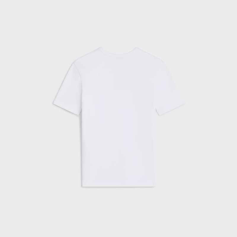 triomphe t-shirt IN ribbed cotton jersey - OFF WHITE / NAVY -  - 1 | CELINE