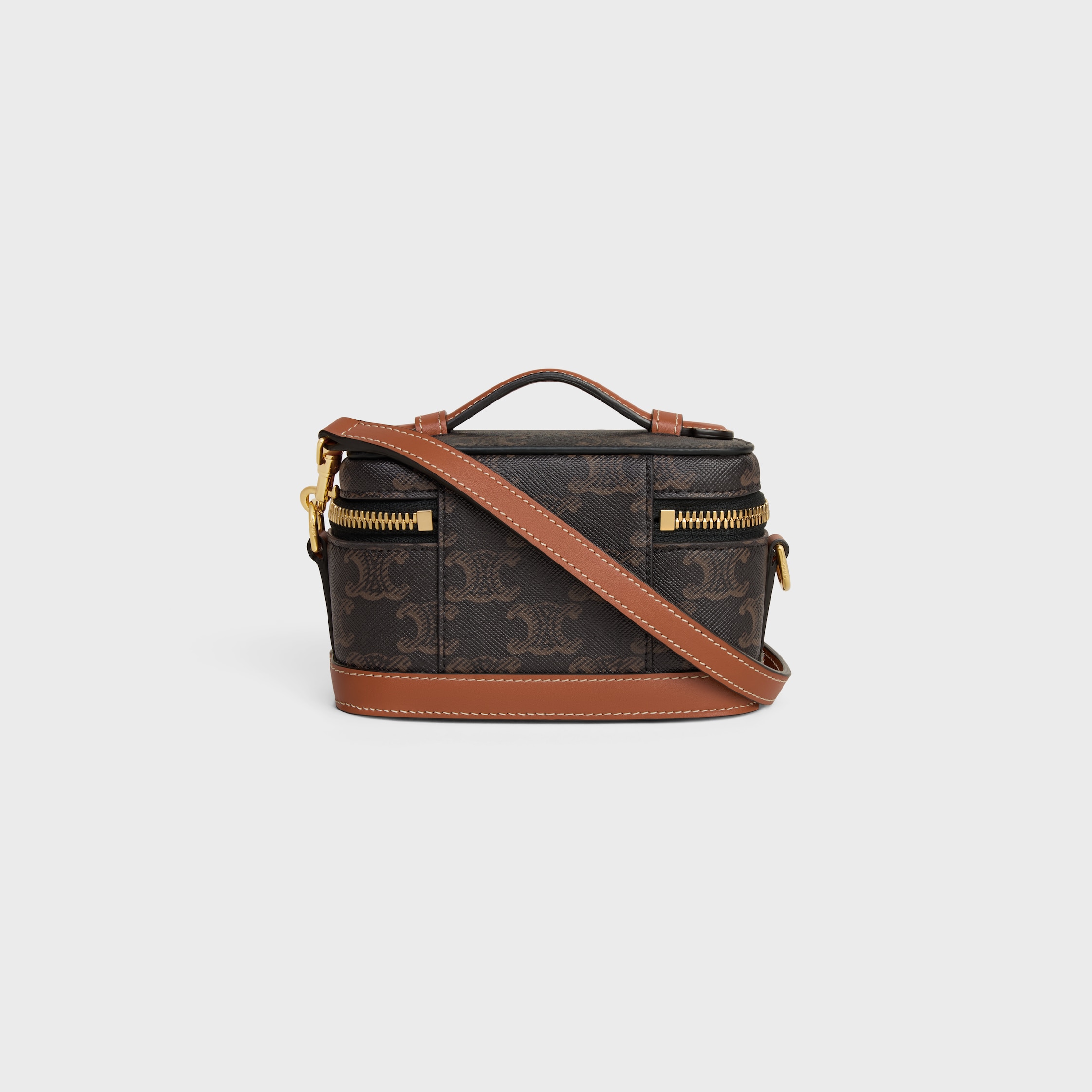 【CELINE】Celine vanity in Triomphe canvas and calfskin CELINE Triomphe Canvas Teen Nino Tan 1677142 | FASHIONPHILE